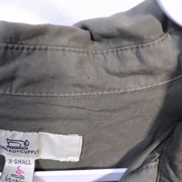 Thread and Supply Olive Green Shirt Lyocell Raw Hem Dress Festival Size XS - Picture 6 of 7